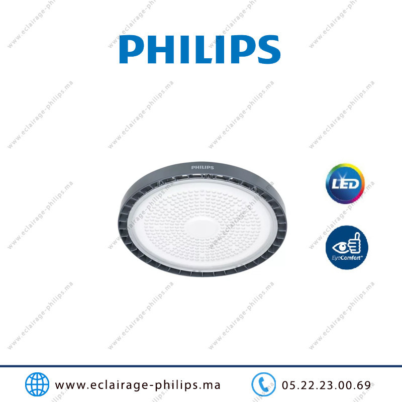 Armature LED industrielle Philips 149W 4000°K BY698P LED205/NW PSU WB GM Casablanca Maroc