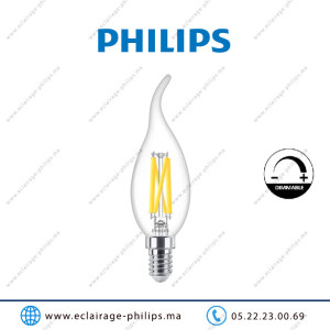 Lampe LED E14 dim Philips Master 3,4W 2700°K coup vent Casablanca Maroc