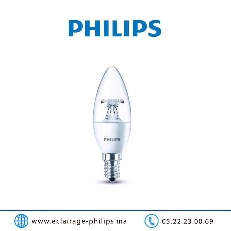 Lampe LED E14 Philips 5,5W 2700°K Casablanca Maroc