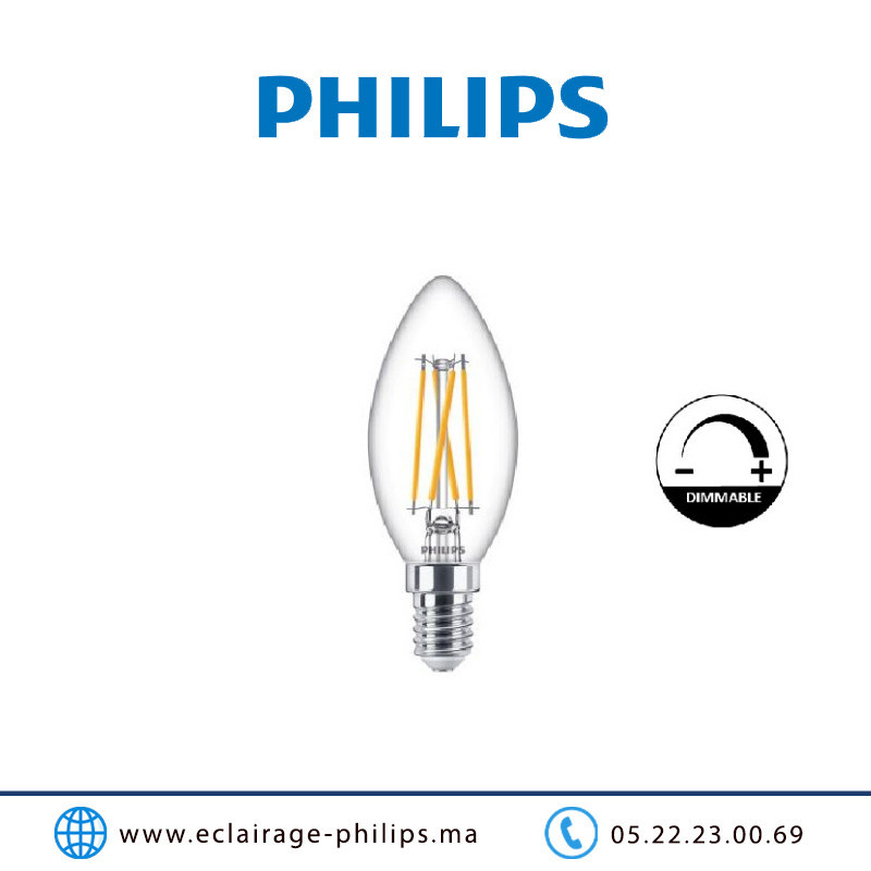 Lampe LED E14 dimmable Philips Master 3,4W 2700°K Casablanca Maroc